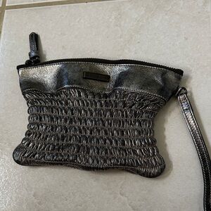 Metallic Silver Wristlet Clutch